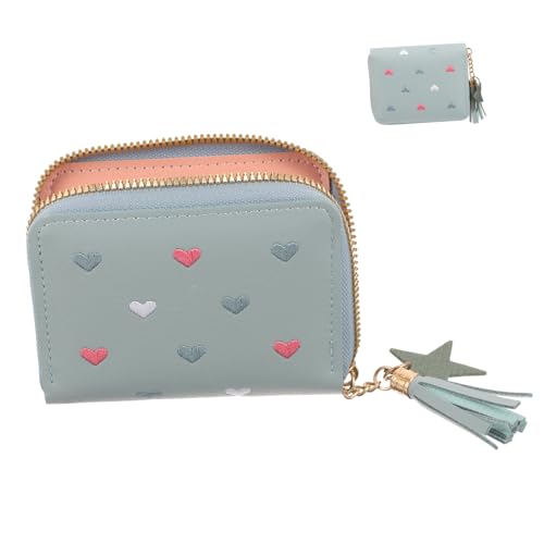 BESPORTBLE Kompakte PU Leder Geldbörse Für Damen Kleines Münzfach Portemonnaie Mit Süßem Quasten Anhänger Tragbare Geldbörse Für Karten Und Kleingeld von BESPORTBLE