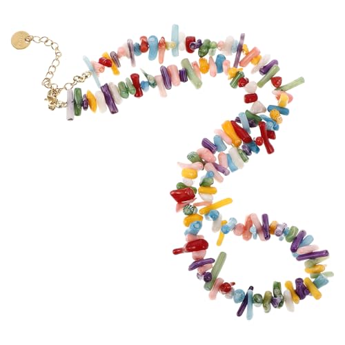 BESPORTBLE Korallen Halskette Für Frauen Boho Strand Sommerketten Mit Blauer Muschelkette Meeresschmuck Für Mädchen Strandschmuck Halsbandketten von BESPORTBLE