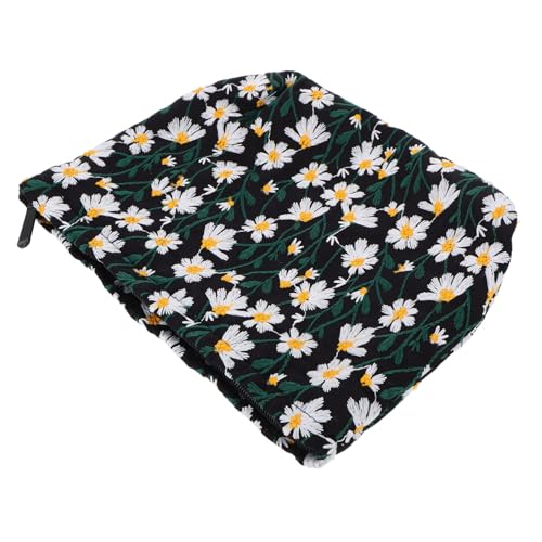 BESPORTBLE Kosmetikbeutel Aus Canvas Mit Gesticktem Blumenmuster Schminktasche Mit Tragegriff Kleine Reisetasche Für Damen Make-up-Tasche Für Unterwegs Organizer Für Kosmetika Und von BESPORTBLE