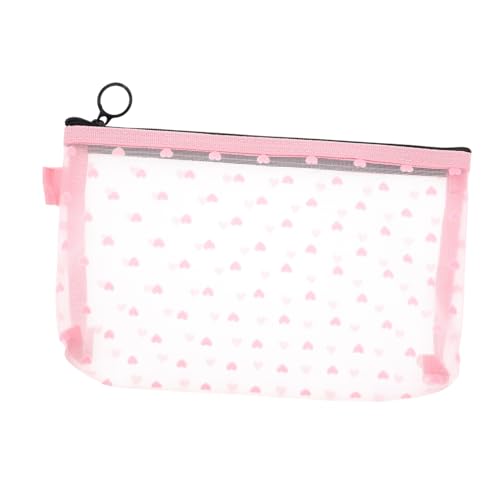 BESPORTBLE Kosmetiktasche aufbewahrungsbeutel Aufbewahrungstasche Reiseetui Reisebeutel mit Reißverschluss Makeup aufbewahrung Zip Beutel Klarer Toilettenbeutel Reisetasche Nylongewebe Rosa von BESPORTBLE