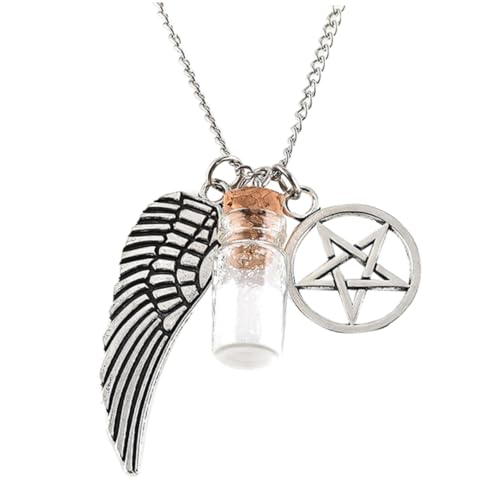 BESPORTBLE Kreative Weihnachtskette mit Fünfeckigem Stern und Engelsflügel Anhänger Salzflasche Langlebiges Material Festliche Halskette für Damen und Herren zu Weihnachten und Besonderen von BESPORTBLE