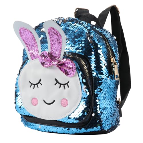 BESPORTBLE Kreativer Junge Mädchen-Rucksack Mit Niedlichem Glitzer-Rabbit-Motiv Modischer Sequin-Schulrucksack Aus Große Kapazität Für Schule Reisen Und Freizeit von BESPORTBLE