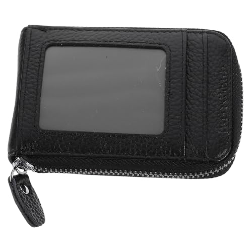 BESPORTBLE Schwarzer Beutel Aus Echtem Material Mit Reißverschluss Kreditkartenetui Organizer Tasche Für Kleine Gegenstände Praktisch Und Langlebig Für Damen Und Herren von BESPORTBLE