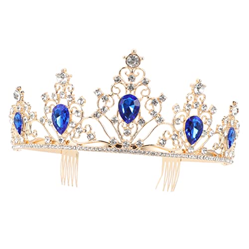 BESPORTBLE Krone Haarschmuck Bachelorette-Braut Haarschmuck für die Brautjungfer Kronenfrauen Vintage Prinzessinnenkrone Hochzeit Tiara Tiara-Stirnband Weißer Kristall Blue von BESPORTBLE