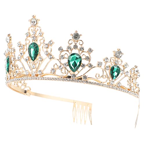 BESPORTBLE Krone Haarschmuck Dekorationen Kronen Bräute Königin Prinzessin Geburtstagsaccessoires für Frauen Hochzeitsdiademe für die Braut Hochzeit Tiara Legierung Green von BESPORTBLE