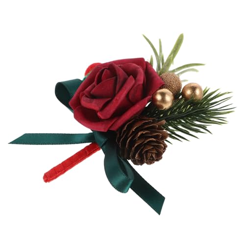 BESPORTBLE Künstliche Weihnachts Boutonniere mit und Roten Beeren Elegantes für Hochzeiten Feiertagskränze und Festliche Arrangements Pflegeleicht und Leicht Anzubringen von BESPORTBLE