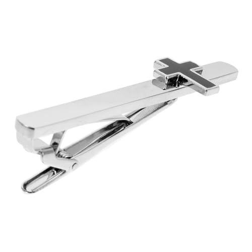 BESPORTBLE Kupfer Krawattenklammer mit Silberner Oberfläche und Schwarzem Kreuzmotiv Robuste Herren-tie Bar für Bankette Hochzeiten Business und Formelle Anlässe von BESPORTBLE