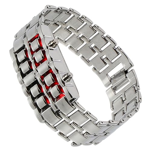 BESPORTBLE LED Herrenarmbanduhr Im Lava Retro Digitale Kettenuhr Mit LED Display Perfektes Für Männer Stilvolle Funktionale Uhr von BESPORTBLE