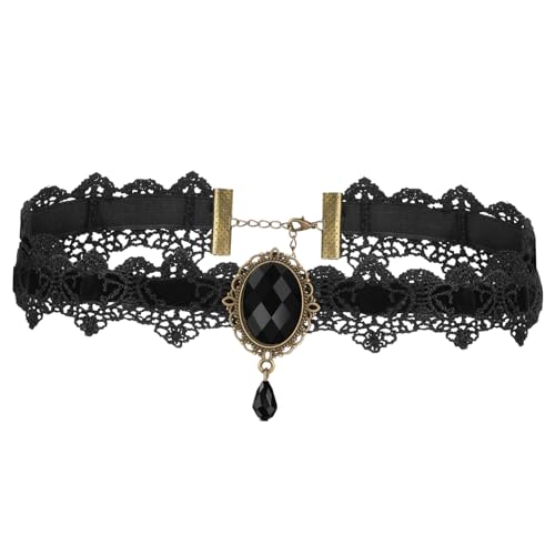 BESPORTBLE Lace Halskette mit Funkelndem Strass Anhänger Modisches Halloween Damen Accessoire Langlebig und Komfortabel für Party und Alltag Schwarz BESPORTBLE Lace Halskette mit Funkelndem Strass Anhänger Modisches Halloween Damen Accessoire Langlebig und Komfortabel für Party und Alltag Schwarz von BESPORTBLE