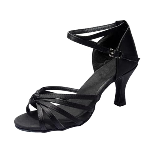 BESPORTBLE Lateinische Tanzschuhe Ballettschuhe Für Mädchen Tanzschuhe Für Damen Damenschuhe Schuhen Mit Hohen Absätzen High Heels Aus Satin Schwarz von BESPORTBLE