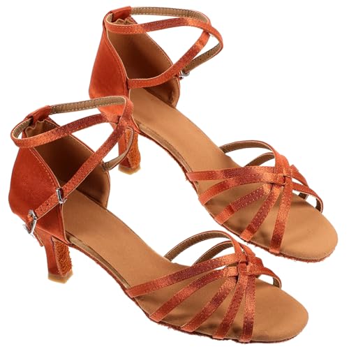 BESPORTBLE Lateinische Tanzschuhe Turner Tanzschuhe Schuhe für Frauen Schuhe Frauen Schuhen mit hohen Absätzen High Heels aus Satin Golden von BESPORTBLE