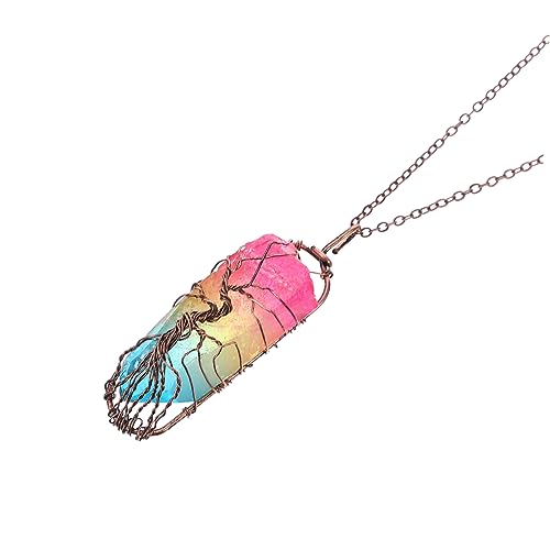 BESPORTBLE Lebensbaum Hexagonal Säulenhalskette Mit Farbsteinen Für Damen Schmuckanhänger Perfektes Für Freunde Und Besondere Anlässe von BESPORTBLE