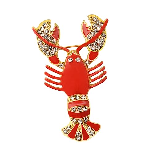 BESPORTBLE Lebensechte Hummer Brosche Pin Brustnadel Hochwertigem Stoffdekor Rot Für Damen Herren Funkelndes Modeschmuck Accessoire von BESPORTBLE