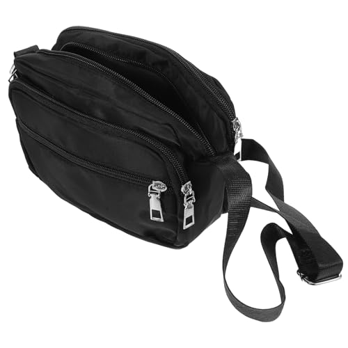 BESPORTBLE Leichte Damen Schultertasche Schwarzem Nylon mit Reißverschluss Kleine Crossbody Handtasche für Alltag Reisen und Arbeit Vielseitige Organizer Tasche mit Mehreren Fächern von BESPORTBLE