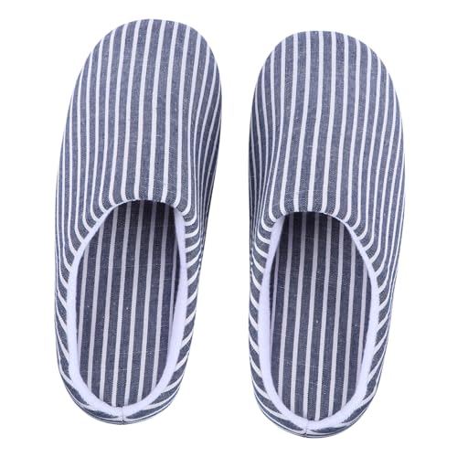BESPORTBLE Leichte Gestreifte Hausschuhe mit Weichem Flauschigem Innenfutter Japanischem Stil Rutschfester Gummisohle Atmungsaktiv und Wärmend für Damen und Herren für Herbst und Winter von BESPORTBLE