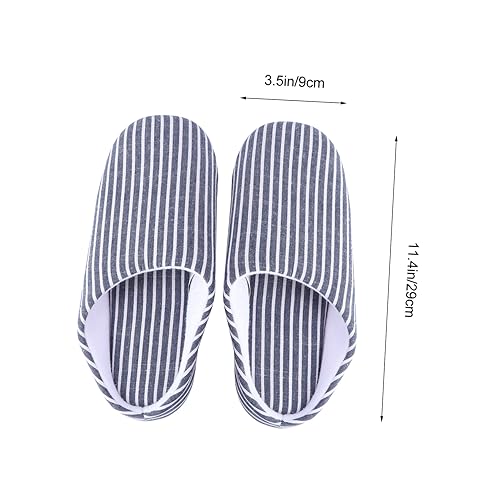 BESPORTBLE Leichte Hausschuhe mit Blauer Streifenoptik Flauschig Atmungsaktiv Warme Baumwollpantoffeln für Herren und Damen Rutschfeste Weiche Innenhausschuhe Xl für Herbst und Winter von BESPORTBLE