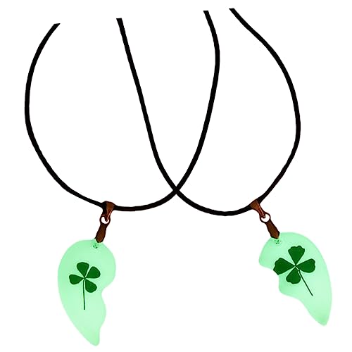 BESPORTBLE Luminous Clover Necklace für Frauen Leuchtender Vierblättriger Anhänger Eleganter Trockenblumen Halsketten Modisches Schmuckgeschenk von BESPORTBLE