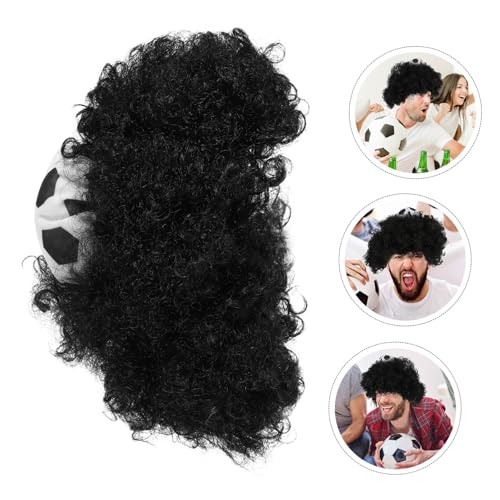 BESPORTBLE Lustige Fußballperücke Jahre Disco Stil Party Cosplay Perücke Karneval Kostüm Zubehör Schwarz Künstliches Kunsthaar Vielseitig Tragbar Angenehm Sicher von BESPORTBLE
