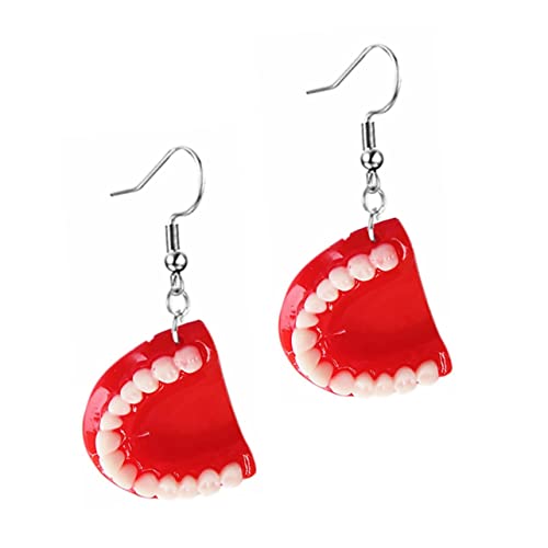 BESPORTBLE Lustige Zahn Ohrringe Resin Rote Kreative Gebiss Ohrhänger Auffällige Halloween Schmuck Dekorative Dangle Ohrringe für Party und Alltag von BESPORTBLE