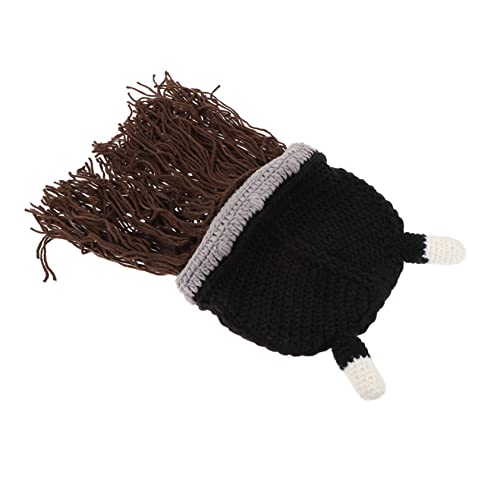 BESPORTBLE Lustiger Wikingerhut Aus Wollgarn Dekorativer Helm Für Cosplay Kostümhut-accessoire Mit Wikinger-barthut Für Halloween-partys Und Kostümbälle von BESPORTBLE