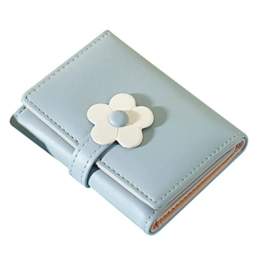 BESPORTBLE Mädchen wechseln die Handtasche Purse Kurze Brieftasche Süße Brieftasche kleines Portemonnaie Damen Geldbörsen für Mädchen Blumen- Bankkartentasche Mädchen Tasche PU-Leder Sky-Blue von BESPORTBLE