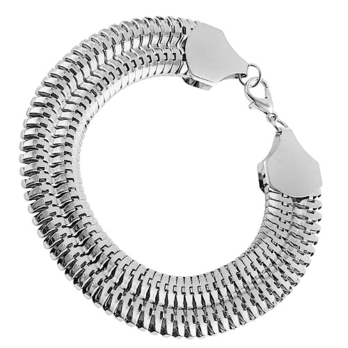 BESPORTBLE Silberarmband Für Herren Kubanische Gliederkette Breites Armband Aus Legierung Rustikales Design Unkompliziertes Tragen Passend Zur Punk-kleidung von BESPORTBLE