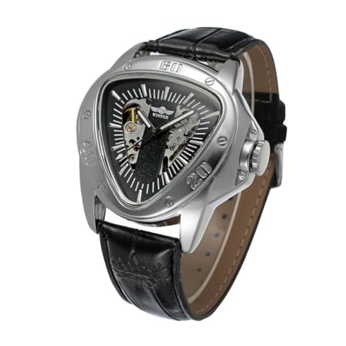 BESPORTBLE Männer Automatische Mechanische Armbanduhr Mit Edelstahlarmband Schwarz Silber Mechanische Uhr Für Herren Stilvolle Herrenarmbanduhr Für Business Und Freizeit von BESPORTBLE