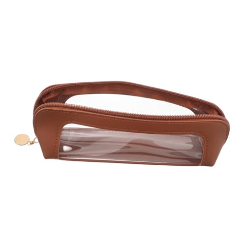 BESPORTBLE Makeup Brush Organizer Tasche Braun Transparent mit Reißverschluss Robuste Kompakte Kosmetiktasche für Pinsel Eyeliner Leicht Tragbar für Reise und Alltag von BESPORTBLE