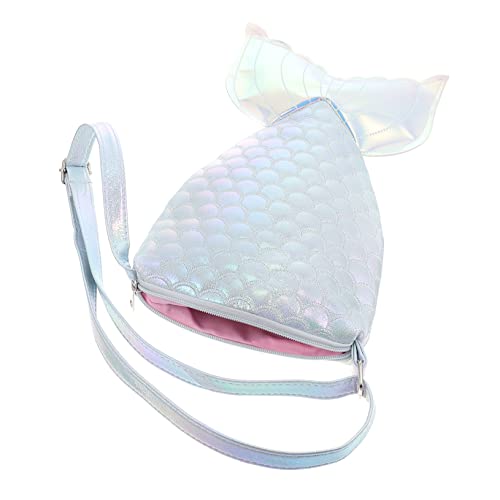 BESPORTBLE Meerjungfrau Tail Crossbody Bag Umhängetasche in Meerjungfrau-Schwanzform Schultertasche Umhängetasche mit Meerjungfrauenflosse Crossbody -Taschen PU-Leder Sky-Blue von BESPORTBLE