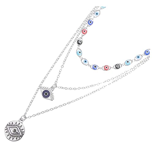 BESPORTBLE Mehrlagige Damenhalskette mit Bösem Auge Anhänger Langlebiges Legierungsmaterial Leicht und Hautfreundlich Modischer Schmuck für Muttertag und Alltag Auffälliges Design für von BESPORTBLE