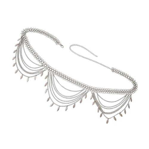 BESPORTBLE Mehrlagige Metallblatt Taillenkette für Frauen Eleganter Gürtel für Partys Strand Bikinis Sommeroberteile Robuste Glänzende Bauchschmuck für Besondere Anlässe von BESPORTBLE