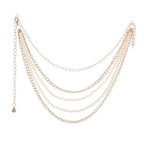 BESPORTBLE Mehrschichtige Perlen Taillenkette Damen Handgefertigt Modischer Metallgürtel Leicht Für Party Casual Outfits Vielseitiges Styling Zubehör von BESPORTBLE