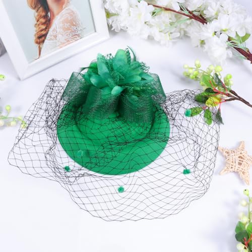 BESPORTBLE Mesh-Kopfschmuck Mesh-Stirnband mit Haarschmuck handgefertigter Netzkopfschmuck Tea-Party-Kopfbedeckung Hut Damenhaar-Fascinator mit Hut Green von BESPORTBLE