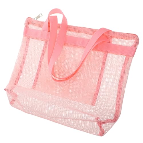 BESPORTBLE Mesh Storage Bag Strandtasche Große Kapazität Leichte Tragbare Schultertasche mit Reißverschluss Für Damen Reise Outdoor Strand Schwimmen von BESPORTBLE