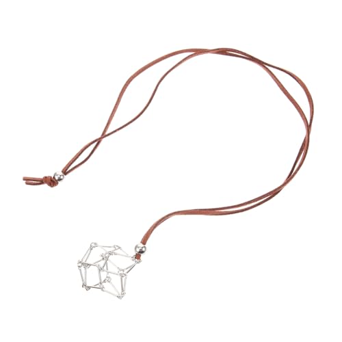 BESPORTBLE Metall Kristallkäfig Anhänger Verstellbare Lederkordel Halskette für Edelsteine Quarzsteine Schmuckhalter Netzförmig Modischer Steinhalter für Damen und Herren von BESPORTBLE