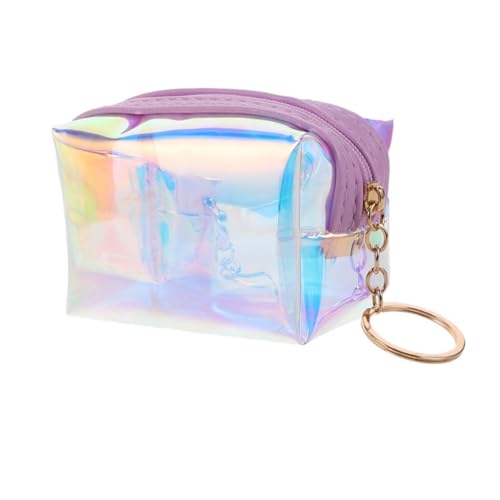BESPORTBLE Mini Geldbörse Damen Transparent Holografisch Iridescent Kleine Münzgeldbörse mit Schlüsselanhänger Leichte Mini Portemonnaie für Frauen Mädchen Robuste Langlebige und Tragbare von BESPORTBLE
