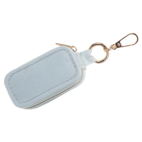 BESPORTBLE Mini Reise-schmuckbox Samt mit Schlüsselanhänger Ringhalter Organizer für Damen Tragbar mit Mehreren Fächern Hängemöglichkeit Kompakt und Leicht für Urlaub und Party Hellblau von BESPORTBLE