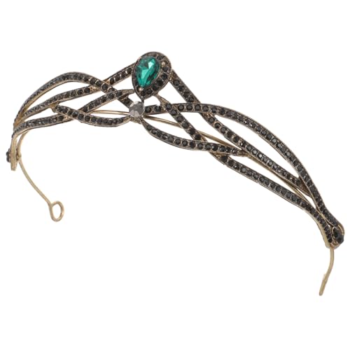 BESPORTBLE Mittelalterliche Krone Für Frauen Barock-Stirnband Hochzeit Braut-Kristallkrone Für Frauen Und Mädchen Halloween Geburtstagsparty-Zubehör Grün von BESPORTBLE