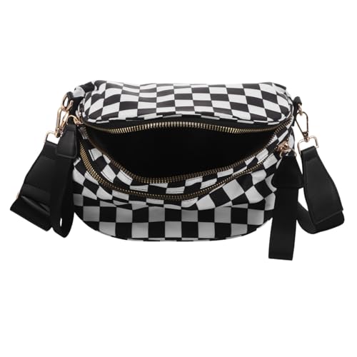 BESPORTBLE Modische Damen Bauchtasche Kariert Shell-form Crossbody Schultertasche Große Kapazität Vielseitig Strapazierfähig Alltag Reise Shopping von BESPORTBLE