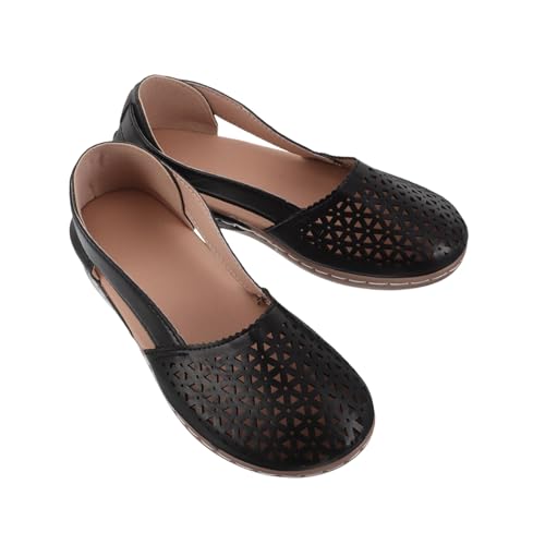 BESPORTBLE Modische Damensandalen mit Niedrigem Keilabsatz Geschlossener Zehenpartie und Atmungsaktivem Hohlraum-design Rutschfeste Schuhe für Bequeme Sommertage Schwarz von BESPORTBLE