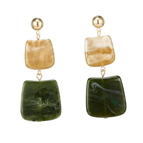 BESPORTBLE Modischer Geometrischer Ohrschmuck Quadratische Marmorierte Dangle Ohrringe für Damen Leicht Tragbar Perfektes Accessoire von BESPORTBLE
