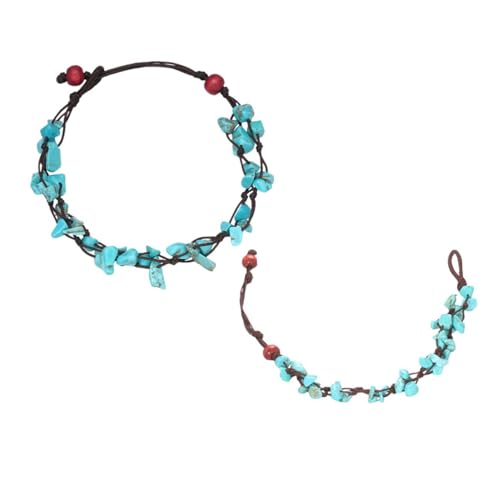 BESPORTBLE Modisches Fußkettchen Damen Geflochtenes Seil mit Steinanhänger Verstellbar Kreatives Strand Schmuck Accessoire von BESPORTBLE