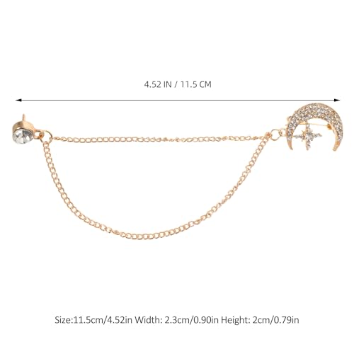 BESPORTBLE Mondbrosche Hängende Kette Für Herrenanzüge Hemdkragenbrosche Strass-Anstecknadeln Für Herren Kragennadeln Businessanzug Hemdzubehör Golden von BESPORTBLE