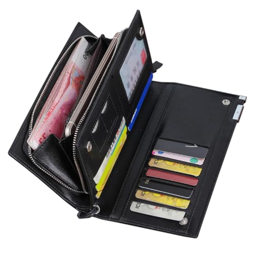 BESPORTBLE Multifunktionale Herren Geldbörse mit Langem Reißverschluss Große Kapazität RFID Stilvolles Design für Partys Täglichen Gebrauch von BESPORTBLE