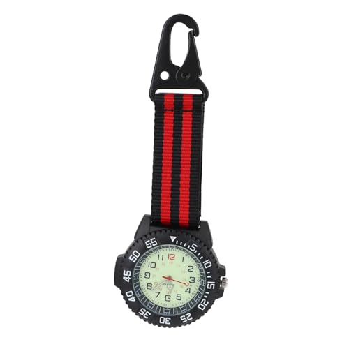 BESPORTBLE Multifunktionale Outdoor Karabineruhr mit Kratzfestem Nylonband Präzisem Quarzwerk Roter Look für Bergsteiger als Rucksack Clip und Taschenuhr für und Trekkingfreunde von BESPORTBLE