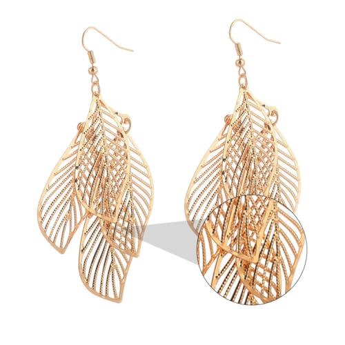 BESPORTBLE Multilagige Blattohrringe Damen Schmuck Vintage Stil Schlichte Hohlblatt Ohrhänger Lange Earbobs Goldfarbene Legierung Komfortabel Alltag Party BESPORTBLE Multilagige Blattohrringe Damen Schmuck Vintage Stil Schlichte Hohlblatt Ohrhänger Lange Earbobs Goldfarbene Legierung Komfortabel Alltag Party von BESPORTBLE