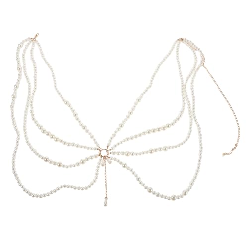 BESPORTBLE Multilayer Faux Pearl Belly Chain Hüftkette Modische Leichte Körperkette für Strandpartys Boho Stil Verstellbar Komfortabel für Frauen und Mädchen zu Kleidern und Bikinis von BESPORTBLE