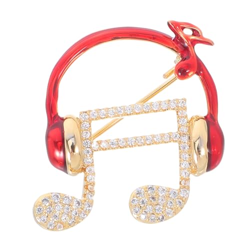 BESPORTBLE Musiknoten Anstecknadel mit Kopfhörer Design Brosche mit Funkelnden Zirkonia Kompakt und Elegant für Anzüge Pullover und Schals Stilvolles Schmuckaccessoire für Musikliebhaber von BESPORTBLE
