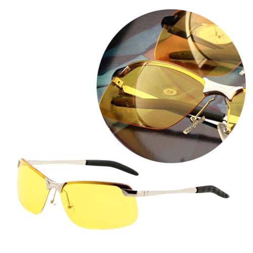BESPORTBLE Nachtfahrbrille mit Polarisierter Gelbgläsern Blendfrei Stabiler Metallrahmen Entspannend für Augen Unisex für Nächtliches Autofahren Zufällige Rahmenfarbe von BESPORTBLE