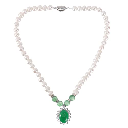 BESPORTBLE Natürliche Süßwasserperlen Halskette Stilvolle Clavicle Kette mit Anhänger als Muttertagsgeschenk mit Geschenkbox und Zertifikat für Damen von BESPORTBLE